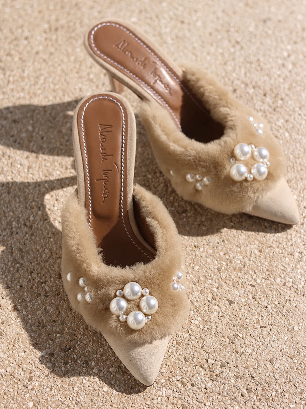 Alameda Turquesa Bella The Shearling Pearl Mules